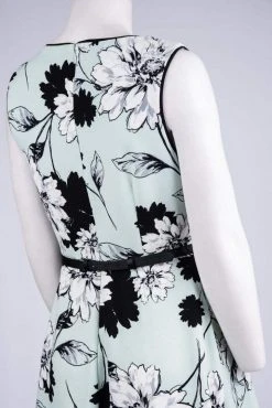 London Times - T3993M Sleeveless Floral Print Crepe A-Line Dress