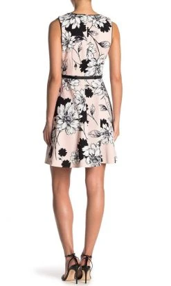 London Times - T3993M Sleeveless Floral Print Crepe A-Line Dress