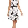 London Times - T3993M Sleeveless Floral Print Crepe A-Line Dress