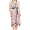 London Times - T4184M Floral Print V-Neck A-Line Dress Cocktail Dresses