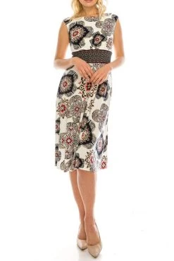 London Times - T4439M Printed Jewel A-Line Cocktail Dress