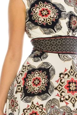 London Times - T4439M Printed Jewel A-Line Cocktail Dress