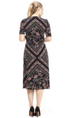 Cocktail Dresses London Times - T4523M Print Jersey A-Line Dress
