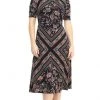 Cocktail Dresses London Times - T4523M Print Jersey A-Line Dress