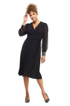 Mother Of The Bride London Times - T4547M V-Neck Long Sleeves A-Line Dress