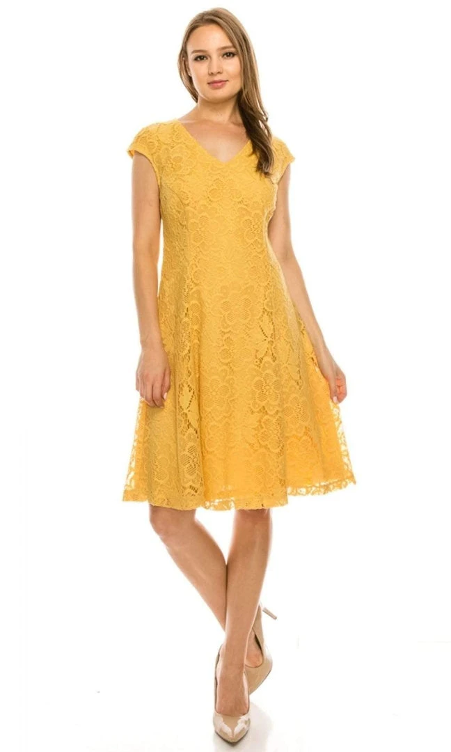 Cocktail Dresses London Times - T4555M V-Neck Crochet Lace A-Line Short Dress 3 Cocktail Dresses London Times - T4555M V-Neck Crochet Lace A-Line Short Dress