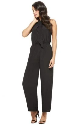 Plus Size Dresses London Times - T4564M Halter Tie Jumpsuit
