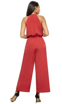 Plus Size Dresses London Times - T4564M Halter Tie Jumpsuit
