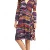 London Times - T4685M Long Sleeves Printed Wrap Dress