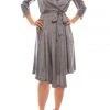 London Times - T4791M Three Quarter Sleeve Twill Faux Wrap Dress Cocktail Dresses