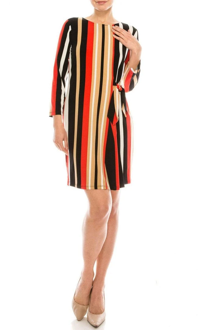 London Times - T4797M Long Sleeve Multi-Color Striped Shift Dress 3 London Times - T4797M Long Sleeve Multi-Color Striped Shift Dress