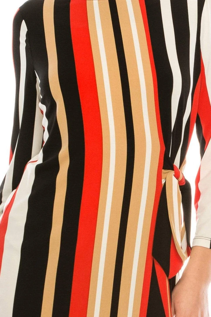 London Times - T4797M Long Sleeve Multi-Color Striped Shift Dress 6 London Times - T4797M Long Sleeve Multi-Color Striped Shift Dress