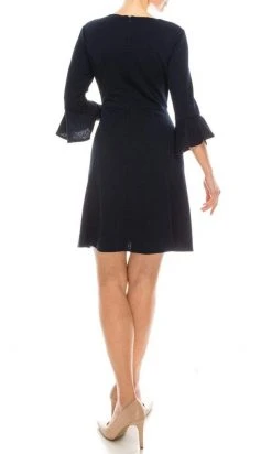 Cocktail Dresses London Times - T4868M V Neck Ruffle Sleeved A-Line Short Dress
