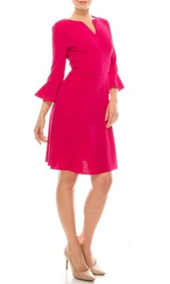 Cocktail Dresses London Times - T4868M V Neck Ruffle Sleeved A-Line Short Dress