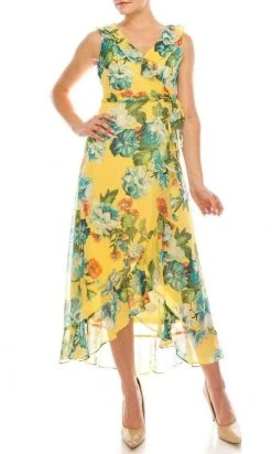 Cocktail Dresses London Times - T4899M Sleeveless Flowy Floral Dress