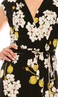 Cocktail Dresses London Times - T4911M Floral Wrapped Knee Length Dress 10 Cocktail Dresses London Times - T4911M Floral Wrapped Knee Length Dress