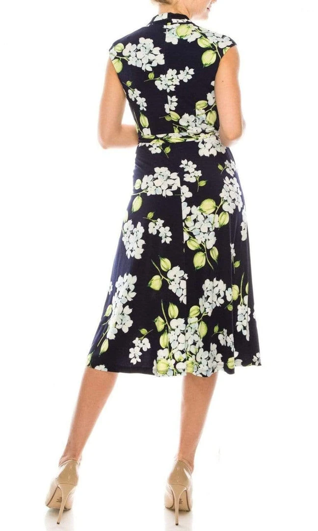 Cocktail Dresses London Times - T4911M Floral Wrapped Knee Length Dress 7 Cocktail Dresses London Times - T4911M Floral Wrapped Knee Length Dress