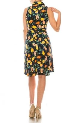 London Times - T4990M Sleeveless Printed Collared Dress Cocktail Dresses