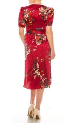 London Times - T5303M Floral Printed Modest Midi Dress