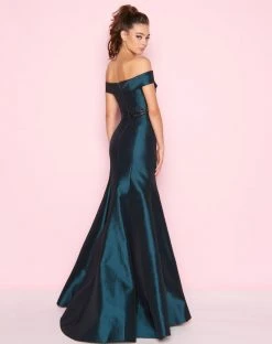 Mac Duggal - 12036L Folded Off Shoulder Taffeta Trumpet Gown