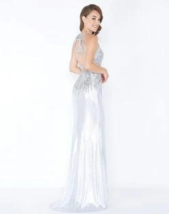 Mac Duggal - 40779M Sleeveless Metallic Cutout Sheath Gown Formal Gowns