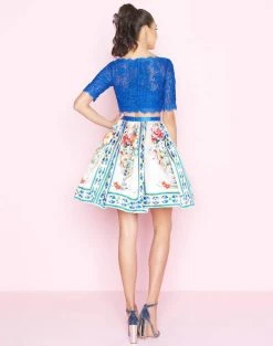 Mac Duggal - 40854N Two Piece Embroidered Floral Cocktail Dress Cocktail Dresses 6 Mac Duggal - 40854N Two Piece Embroidered Floral Cocktail Dress Cocktail Dresses