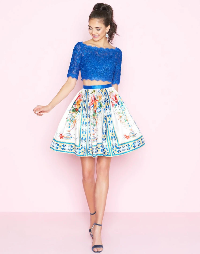 Mac Duggal - 40854N Two Piece Embroidered Floral Cocktail Dress Cocktail Dresses 3 Mac Duggal - 40854N Two Piece Embroidered Floral Cocktail Dress Cocktail Dresses