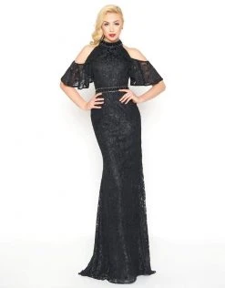 Mac Duggal - 40877R Lace Applique Cold Shoulder Evening Dress 9 Mac Duggal - 40877R Lace Applique Cold Shoulder Evening Dress
