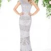Mac Duggal - 4579D Cap Sleeve Illusion Jewel Sequined Gown Formal Gowns