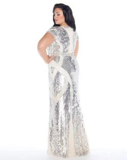 Mac Duggal - 4676F Sparkling Sequined Illusion Jewel Sheath Dress Formal Gowns