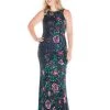Mac Duggal - 4679F Floral Sequined Bateau Sheath Dress Formal Gowns 2 Mac Duggal - 4679F Floral Sequined Bateau Sheath Dress Formal Gowns