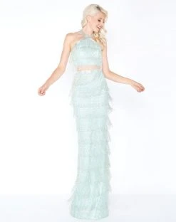 Mac Duggal - 4685M Bead Tasseled Two-Piece Sheath Gown Formal Gowns