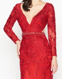 Mac Duggal - 50540R Beaded Lace Deep V-neck Sheath Dress 7 Mac Duggal - 50540R Beaded Lace Deep V-neck Sheath Dress