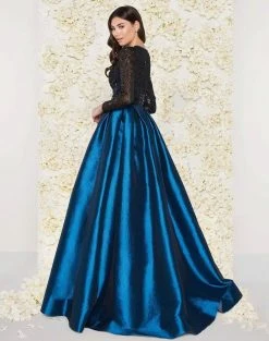 Mac Duggal - 62883D Long-Sleeved Beaded Lace Shiny Dress 12 Mac Duggal - 62883D Long-Sleeved Beaded Lace Shiny Dress