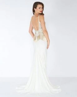 Mac Duggal - 62957R Sleeveless Beaded Formal With Fringe Detail