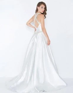 Mac Duggal - 62973M Plunging V-Neck Crystal Beaded A-Line Gown Formal Gowns