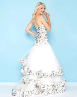 Mac Duggal - 66317H Strapless Floral Ruffled Mermaid Gown Formal Gowns 5 Mac Duggal - 66317H Strapless Floral Ruffled Mermaid Gown Formal Gowns