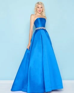 Mac Duggal - 66326H Strapless Bejeweled Waist Mikado Ballgown Formal Gowns