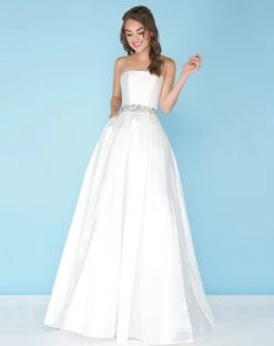 Mac Duggal - 66326H Strapless Bejeweled Waist Mikado Ballgown Formal Gowns