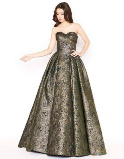 Formal Gowns Mac Duggal - 66437D Strapless Metallic Sweetheart Pleated Ballgown