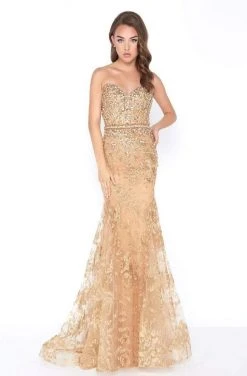 Mac Duggal - 66547M Strapless Shimmering Lace Gown Formal Gowns