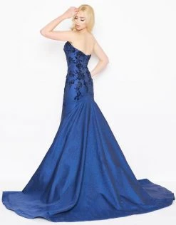 Formal Gowns Mac Duggal - 66597D Floral Applique Metallic Woven Trumpet Dress