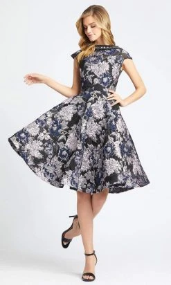 Mac Duggal - 66750D Floral Detailed Bateau A-line Dress Prom Dresses