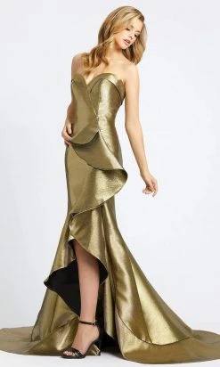 Formal Gowns Mac Duggal - 67662D Metallic Strapless Ruffled Trumpet Dress 11 Formal Gowns Mac Duggal - 67662D Metallic Strapless Ruffled Trumpet Dress