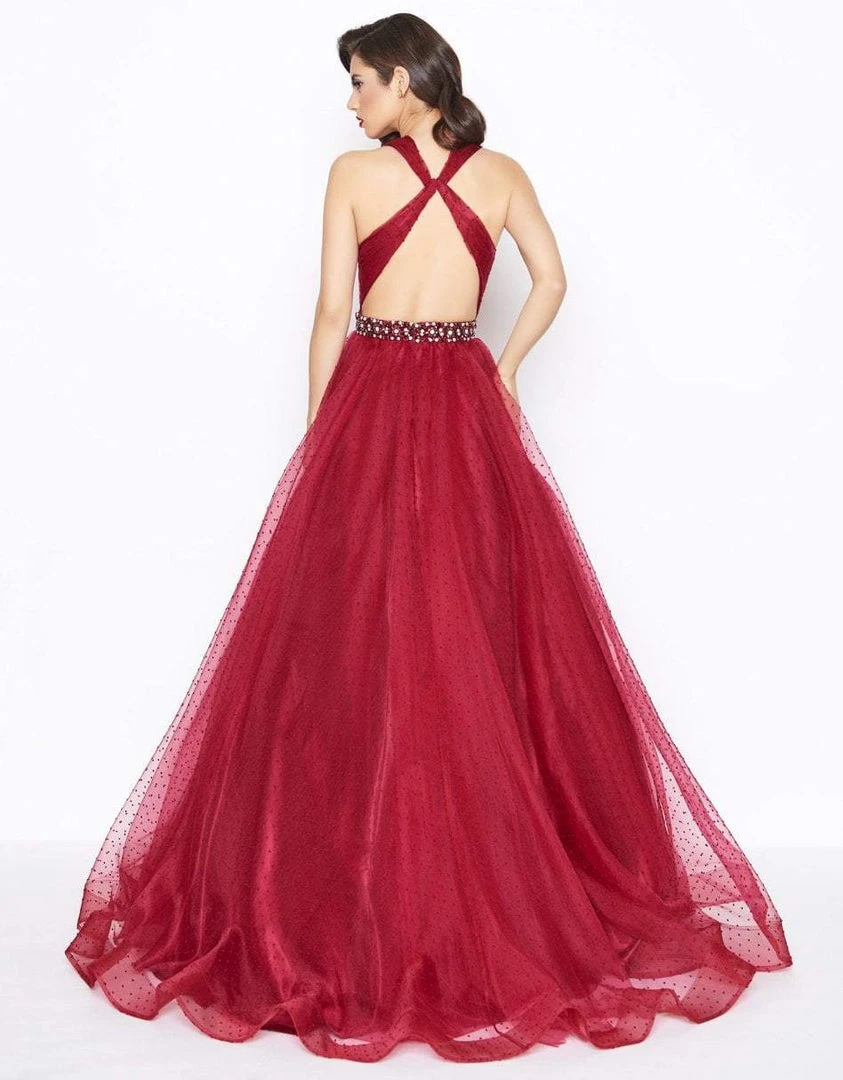 Mac Duggal - 67663R Polka Dot Tulle Halter Style Evening Gown 4 Mac Duggal - 67663R Polka Dot Tulle Halter Style Evening Gown