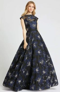 Mac Duggal - 67669R Beaded And Printed Bateau Ballgown