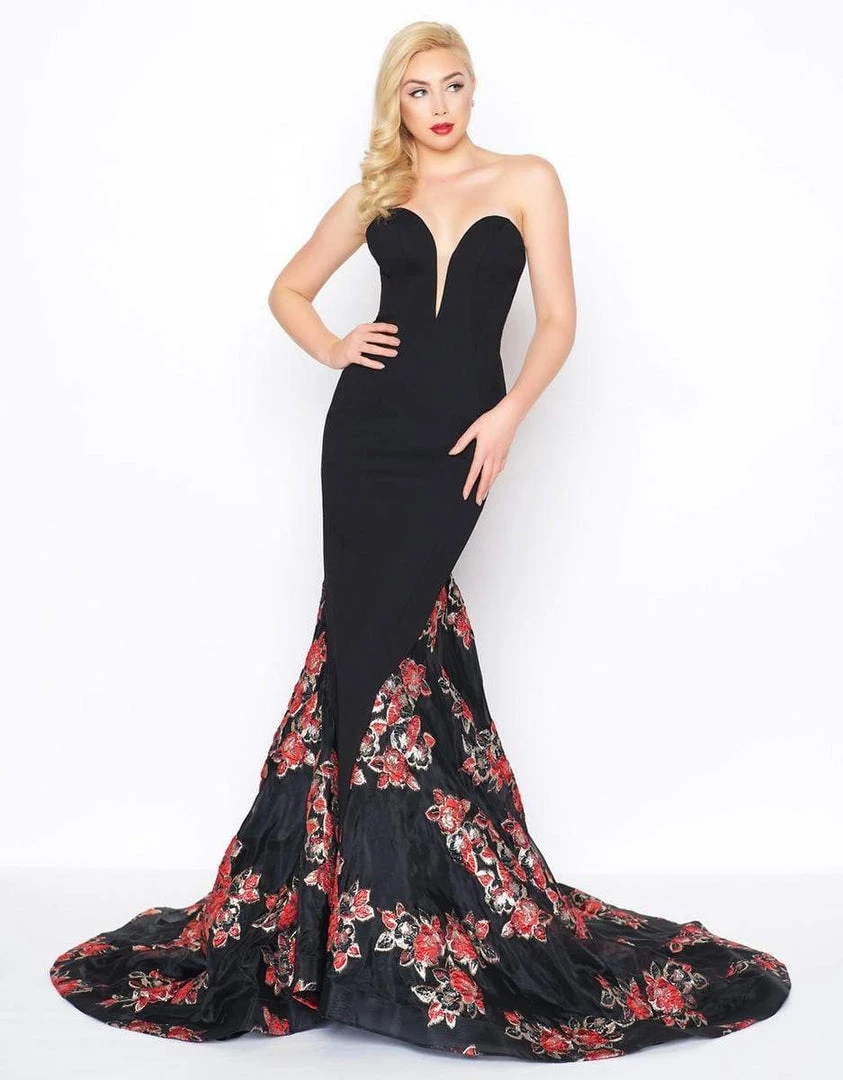 Formal Gowns Mac Duggal - 67673R Floral Plunging Fitted Mermaid Gown 3 Formal Gowns Mac Duggal - 67673R Floral Plunging Fitted Mermaid Gown