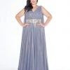 Mac Duggal - 77310F V-Neckline Metallic A-line Gown Formal Gowns 1 Mac Duggal - 77310F V-Neckline Metallic A-line Gown Formal Gowns