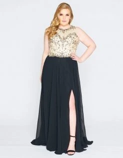 Mac Duggal - 77372F Embellished Lace Jewel Neck A-line Dress Formal Gowns