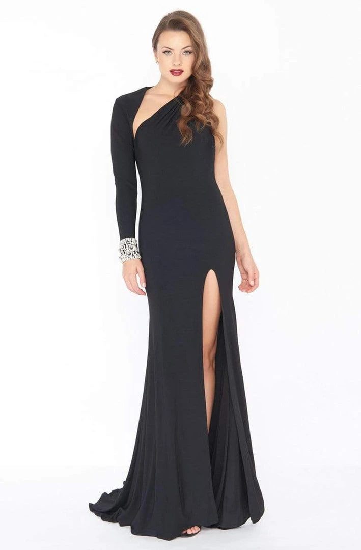 Mac Duggal - 77413R Beaded One Sleeve Asymmetric Sheath Dress 3 Mac Duggal - 77413R Beaded One Sleeve Asymmetric Sheath Dress